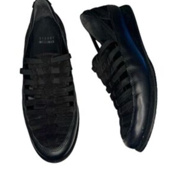 Stuart Weitzman Black Woven Loafers - Picture 1 of 3